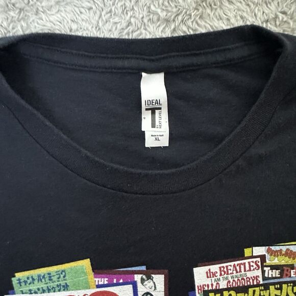 The Beatles Womens XL Crop Top Graphic‎ Tee Let It Be Record Art Black Casual - Picture 4 of 10